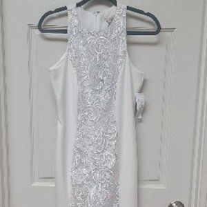 NWT White Dress with Lace Overlay in Front - NY & Company Size XS